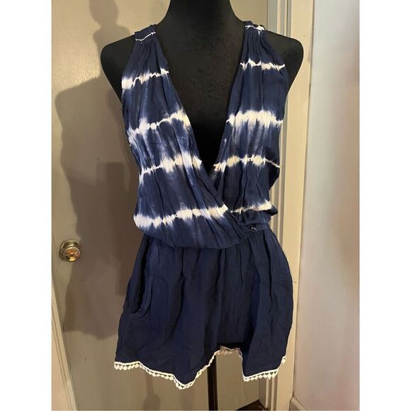 NWT. Beach By Exist Blue Tie-Dyed Romper Rompers Size XS - Picture 8 of 8